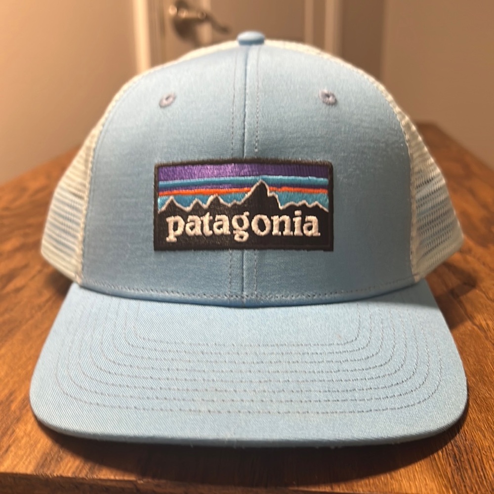 Patagonia, one size fits all, light blue hat